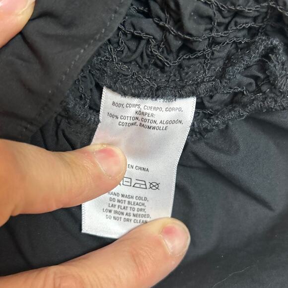 Anthropologie Mare Mare Womens Small Black Smocked Ruffle Short Sleeve Blouse - Picture 6 of 7